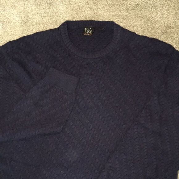 Blue marked Crewneck vintage Jos A Bank Blue Cotton textured LS Sweater Golf XL - Picture 4 of 4